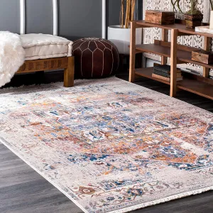 New nuLOOM Ethel Medallion Fringe Area Rug, 5' x 7' 9", Ivory! Retails $335 W/Tax!