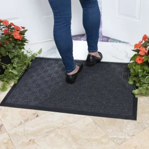 New Ottomanson Easy Clean, Waterproof Non-Slip Indoor/Outdoor Rubber Doormat, 18" x 30", Charcoal