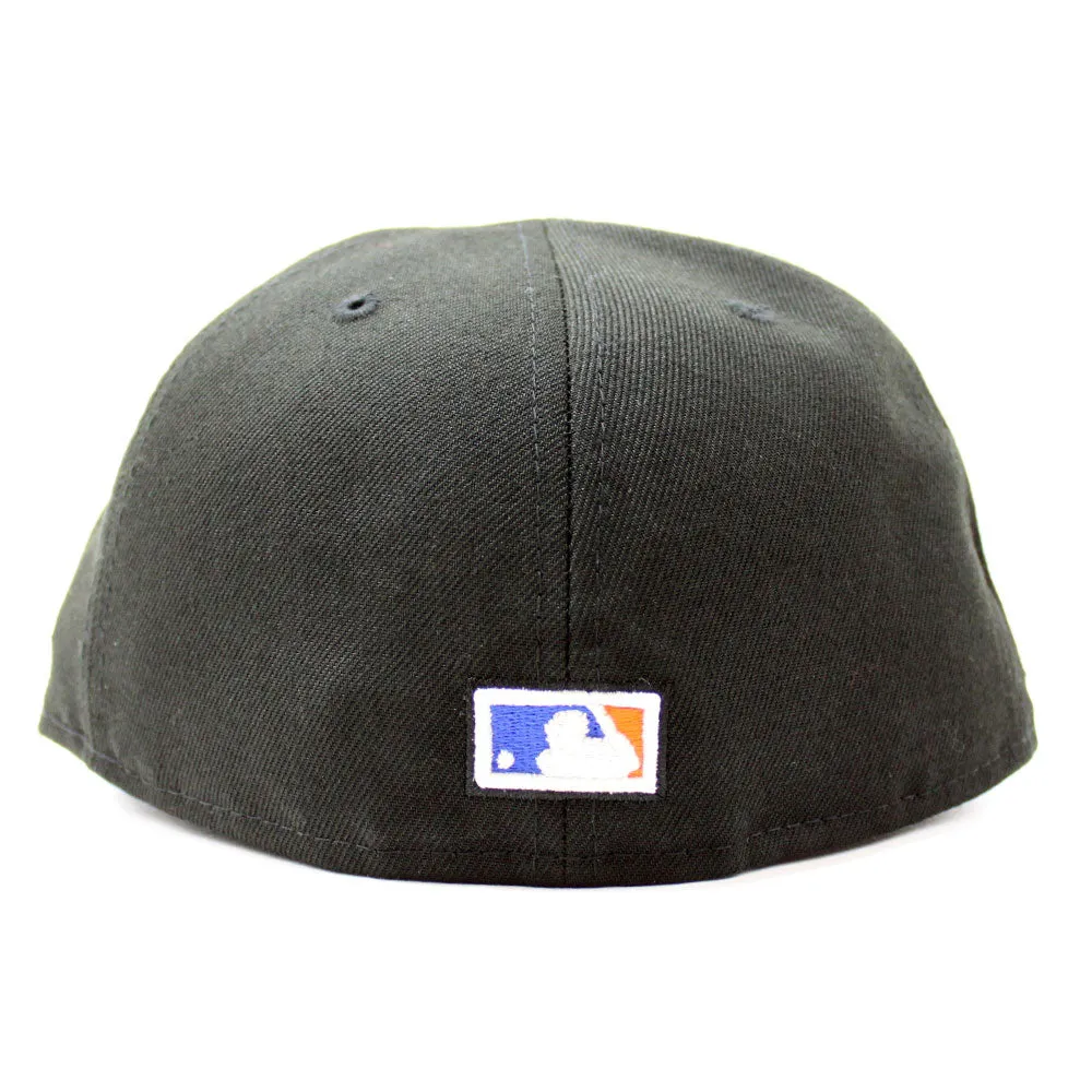 New York Mets 2000 New Era 59Fifty Fitted Hat (Glow in the Dark Black Blue Sky Blue Under Brim)