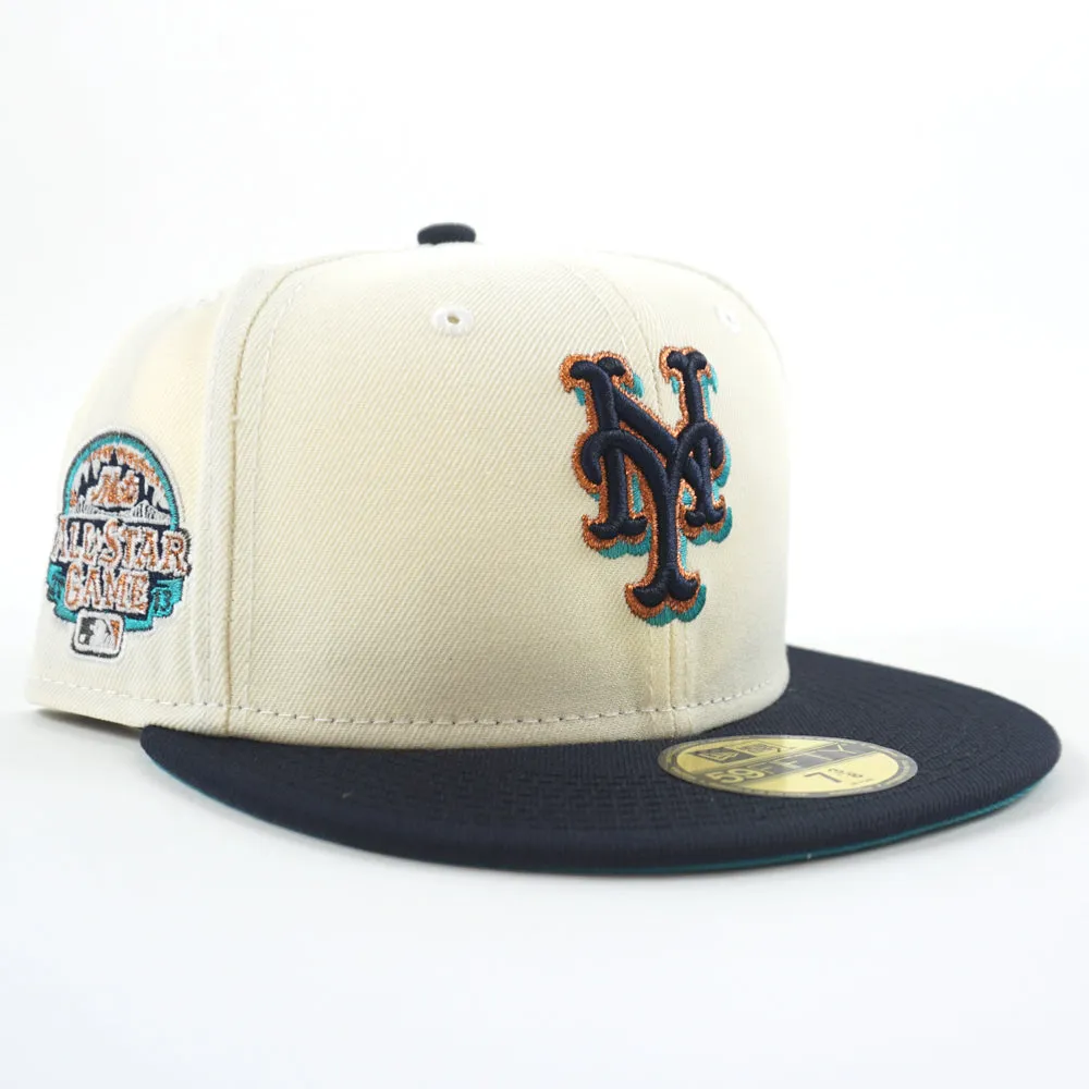 New York Mets 2013 All-Star Game New Era 59Fifty Fitted Hat (Chrome White Navy Aqua Under Brim)