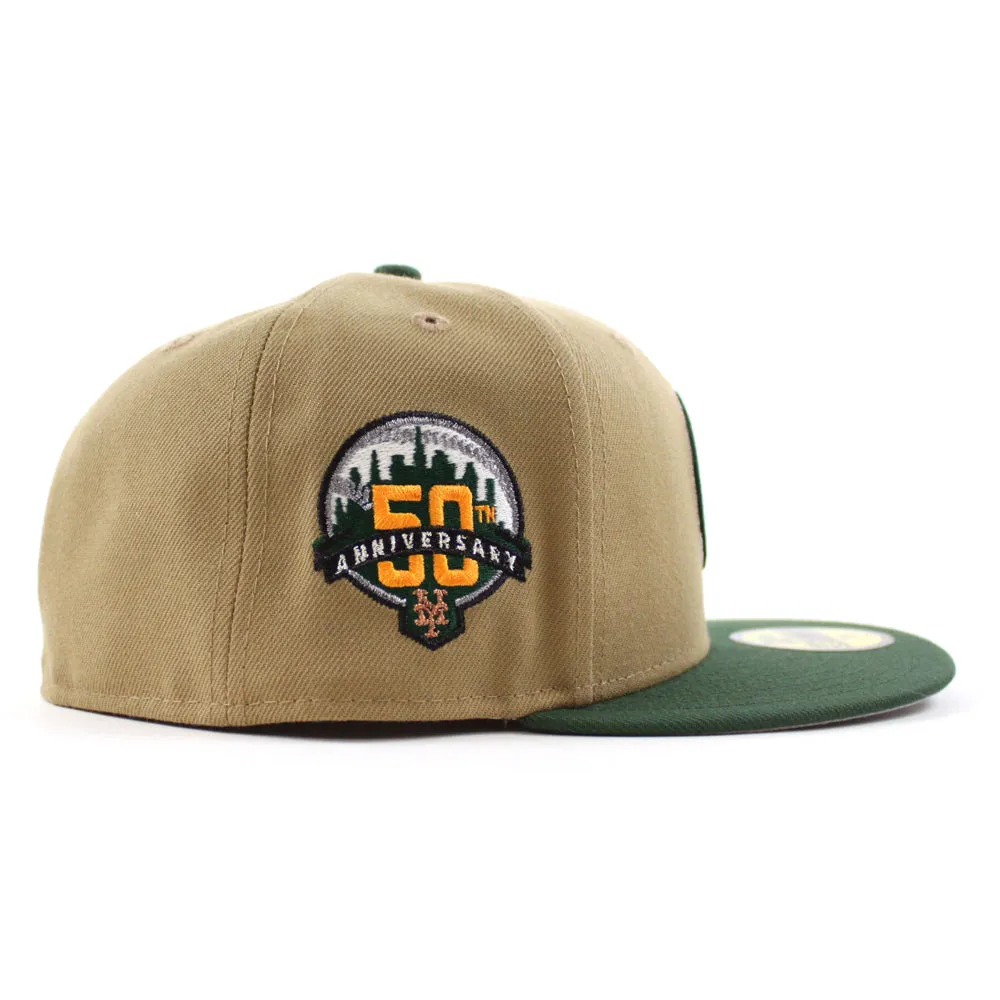New York Mets 50th Anniversary New Era 59Fifty Fitted Hat (Glow in the Dark khaki Cilantro Gray Under Brim)