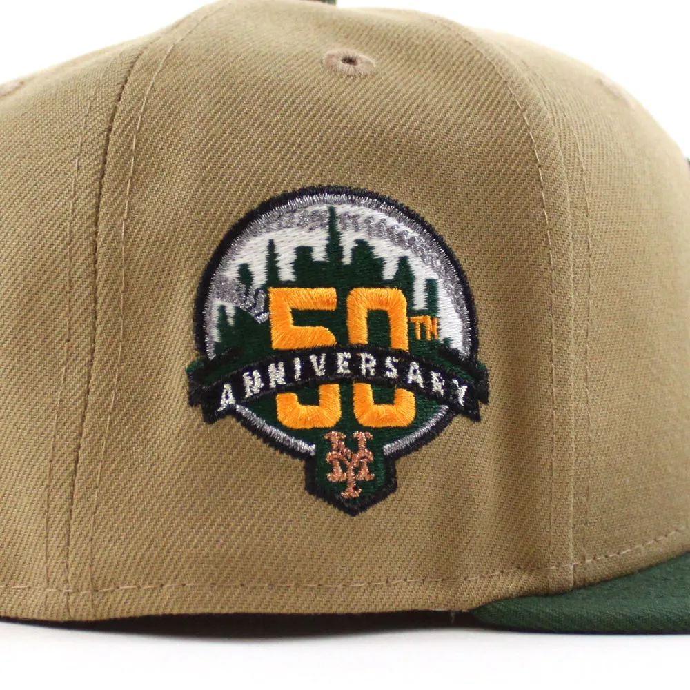 New York Mets 50th Anniversary New Era 59Fifty Fitted Hat (Glow in the Dark khaki Cilantro Gray Under Brim)