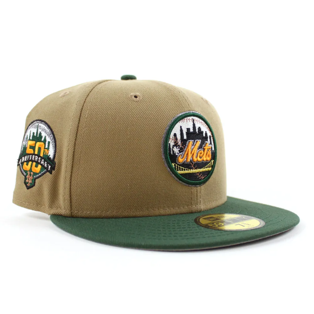 New York Mets 50th Anniversary New Era 59Fifty Fitted Hat (Glow in the Dark khaki Cilantro Gray Under Brim)
