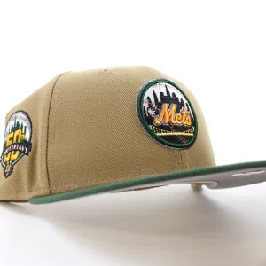 New York Mets 50th Anniversary New Era 59Fifty Fitted Hat (Glow in the Dark khaki Cilantro Gray Under Brim)