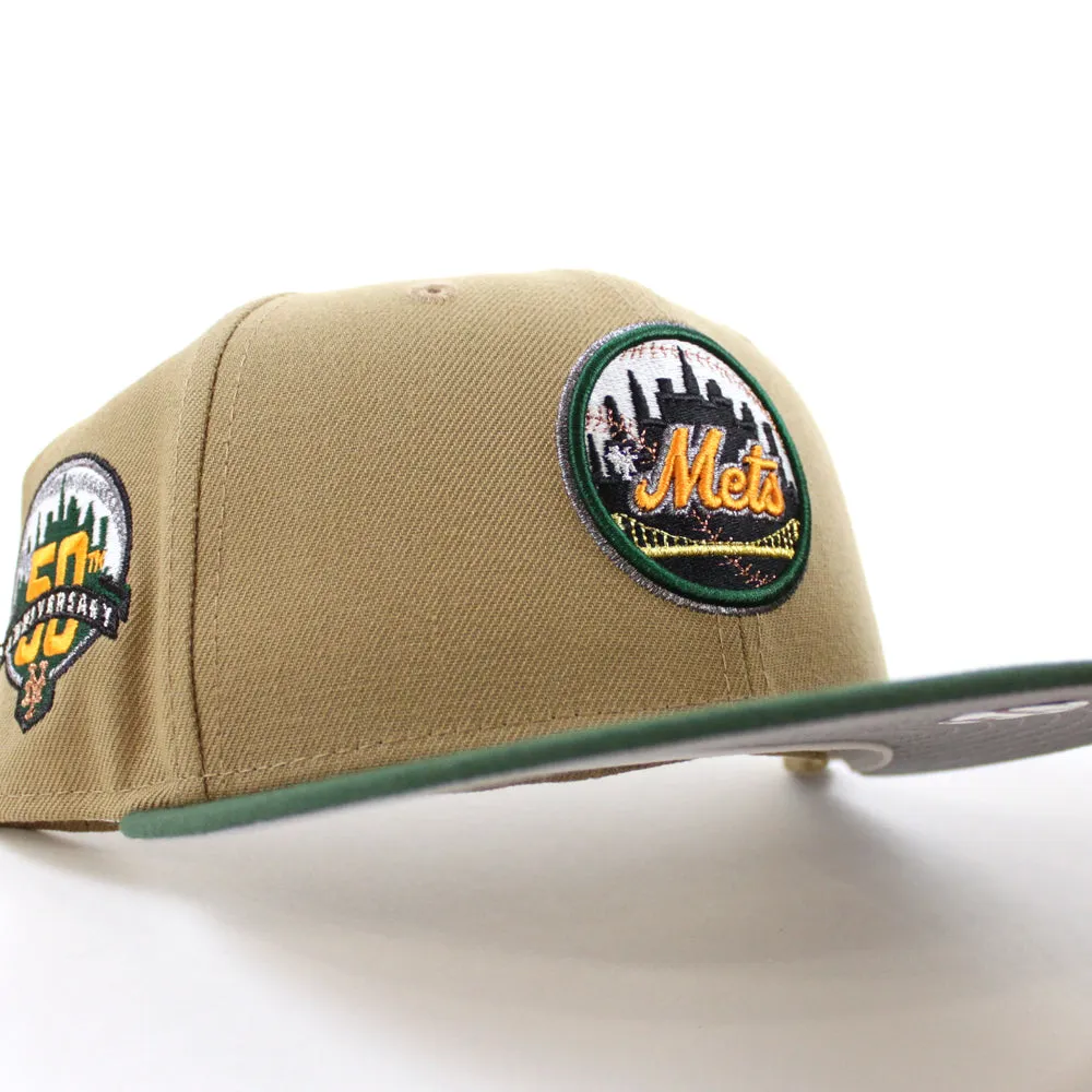 New York Mets 50th Anniversary New Era 59Fifty Fitted Hat (Glow in the Dark khaki Cilantro Gray Under Brim)
