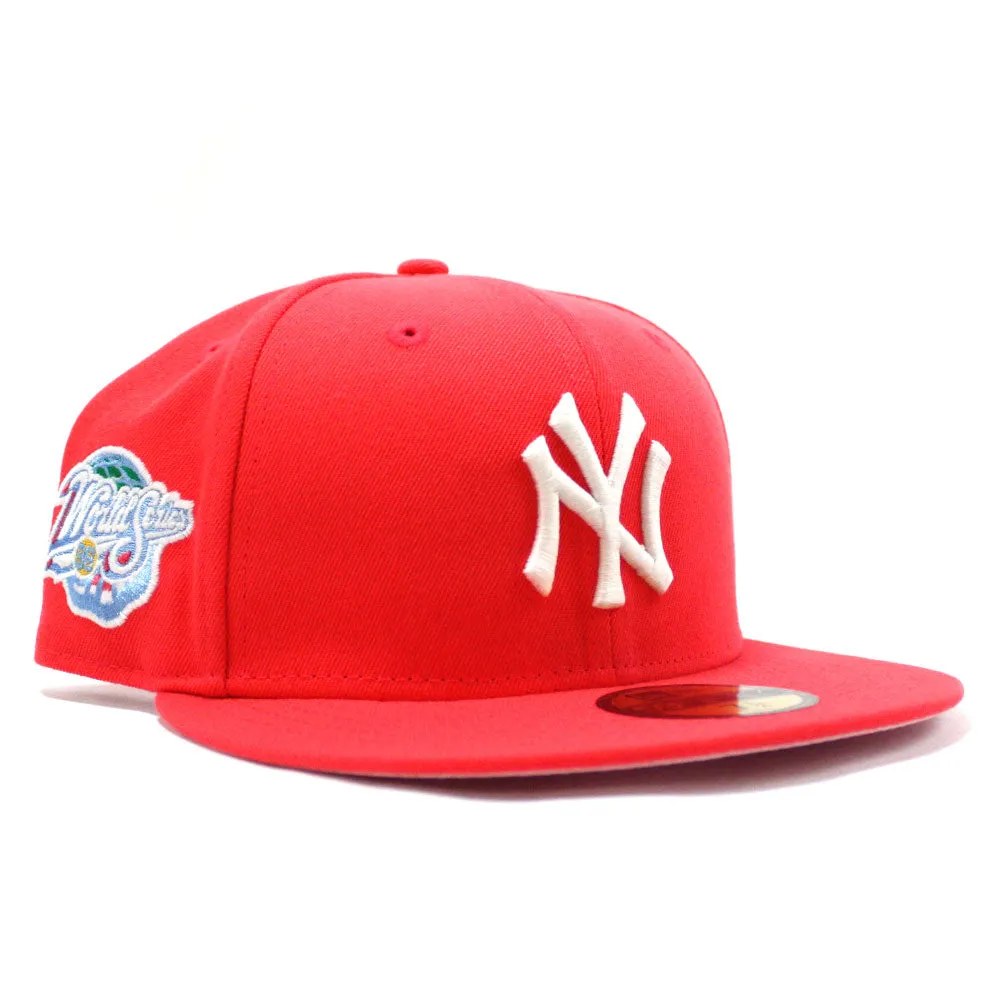 New York Yankees 1998 World Series New Era 59Fifty Fitted Hat (Glow in The Dark Lava Red Pink Under Brim)