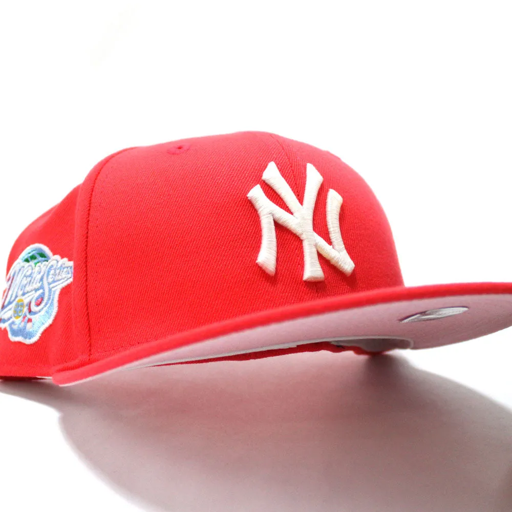 New York Yankees 1998 World Series New Era 59Fifty Fitted Hat (Glow in The Dark Lava Red Pink Under Brim)