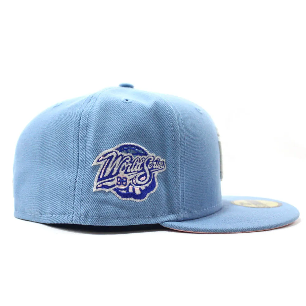New York Yankees 1998 World Series New Era 59Fifty Fitted Hat (Glow in the Dark Sky Blue Pink Under Brim)