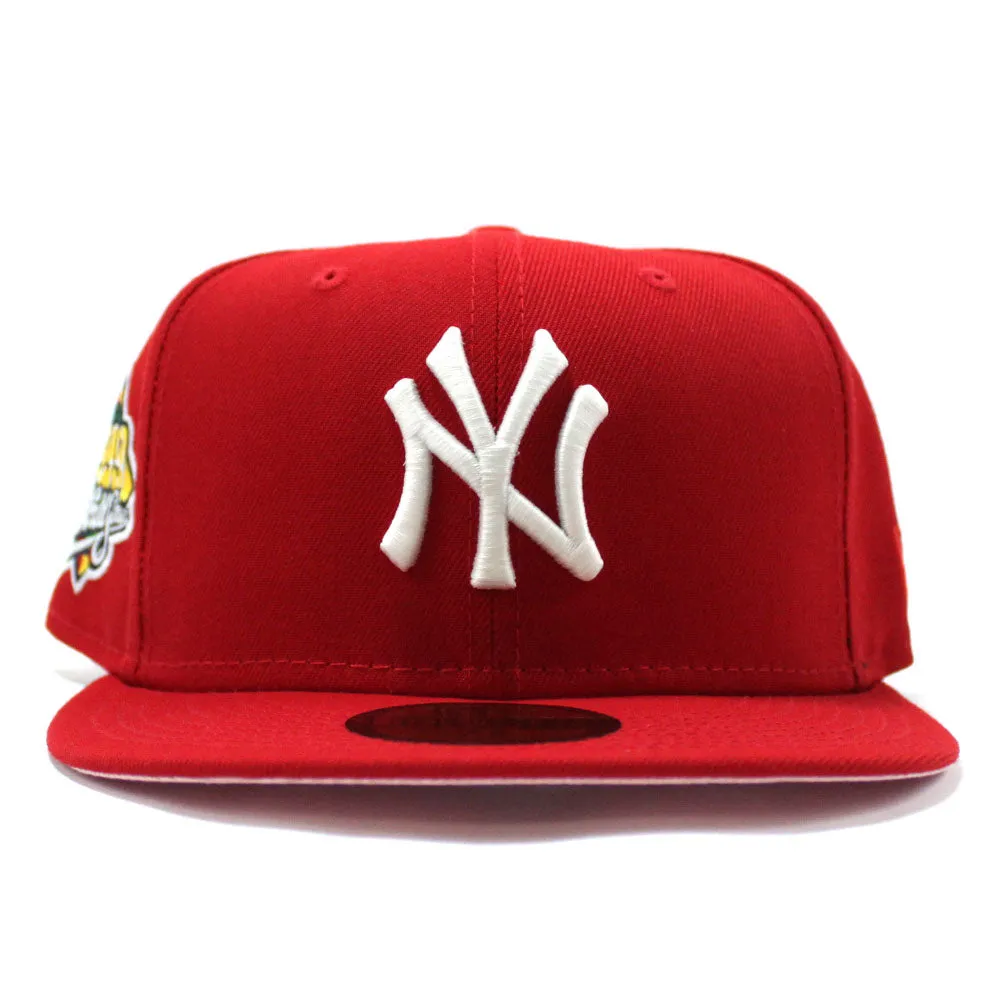 New York Yankees 1999 World Series New Era 59Fifty Fitted Hat (Glow in the Dark Logo RED Pink Under Brim)