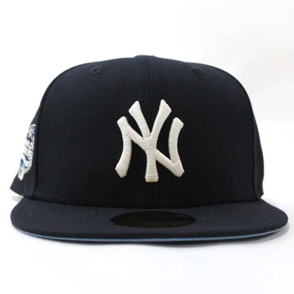 New York Yankees 2003 World Series New Era 59Fifty Fitted Hat (Glow in the Dark Navy Sky Blue Under Brim)