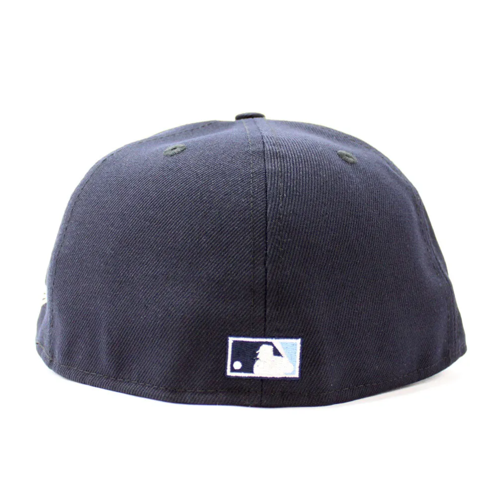 New York Yankees 2003 World Series New Era 59Fifty Fitted Hat (Glow in the Dark Navy Sky Blue Under Brim)