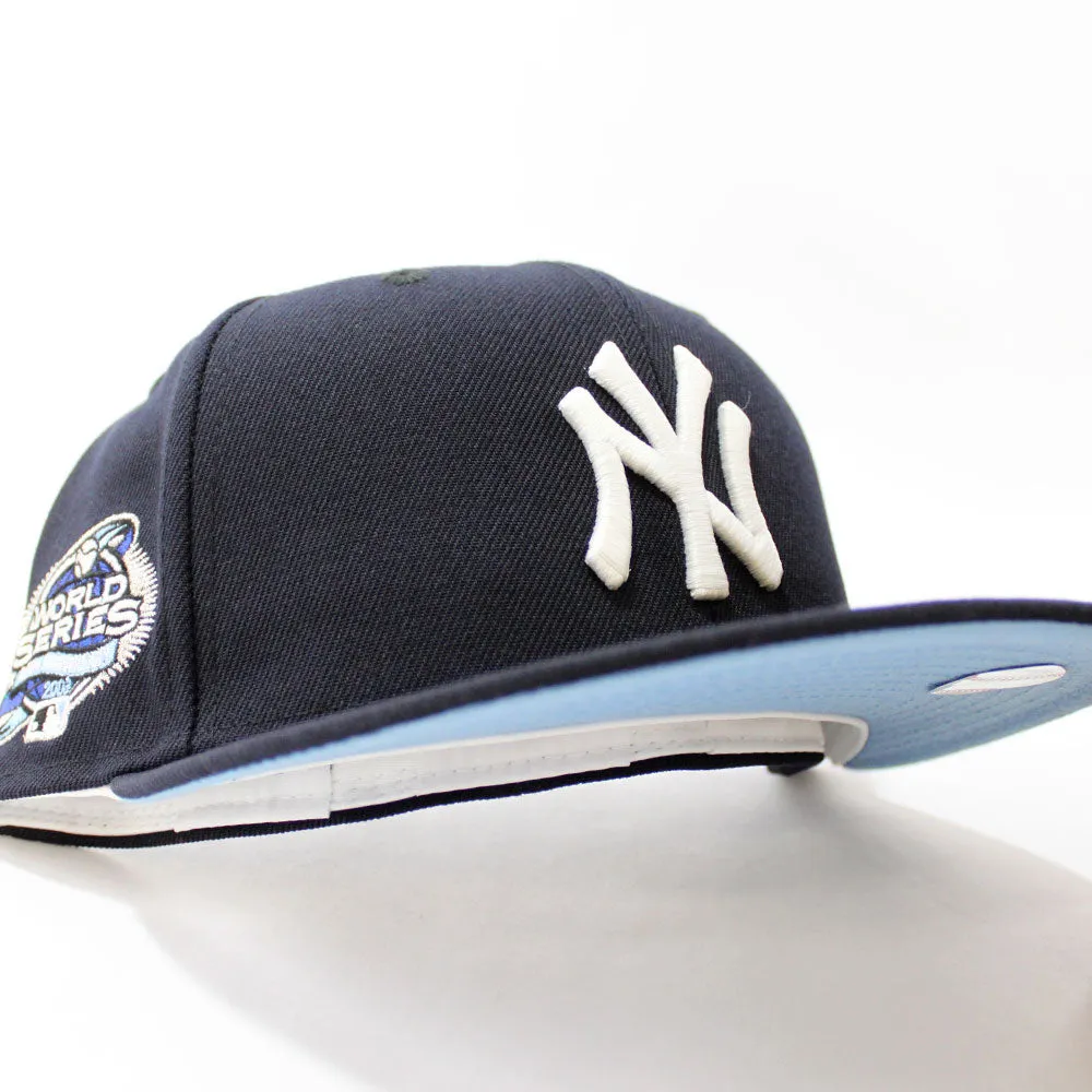 New York Yankees 2003 World Series New Era 59Fifty Fitted Hat (Glow in the Dark Navy Sky Blue Under Brim)