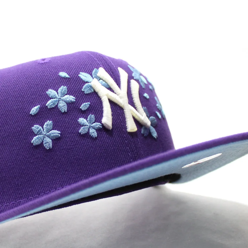 New York Yankees Cherry Blossom New Era 59Fifty Fitted Hat (GITD Purple Sky Blue Under Brim)