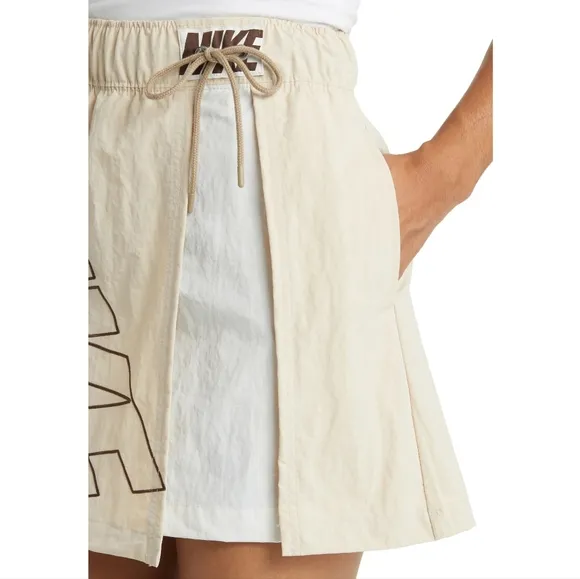 NWT Nike Sportswear Sanddrift Khaki/Sail White Retro Asymmetric Track Skirt