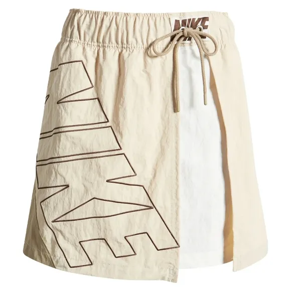 NWT Nike Sportswear Sanddrift Khaki/Sail White Retro Asymmetric Track Skirt