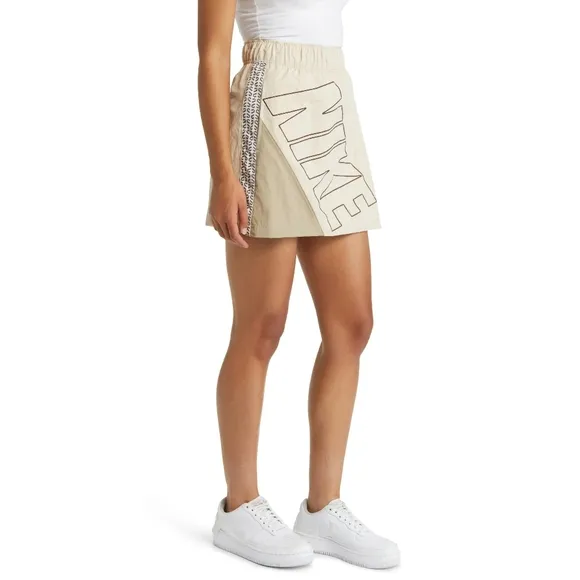 NWT Nike Sportswear Sanddrift Khaki/Sail White Retro Asymmetric Track Skirt