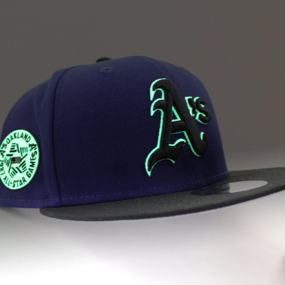 Oakland Athletics 1987 All Star Game New Era 59Fifty Fitted Hat (GITD Royal Blue Black Gray Under Brim)