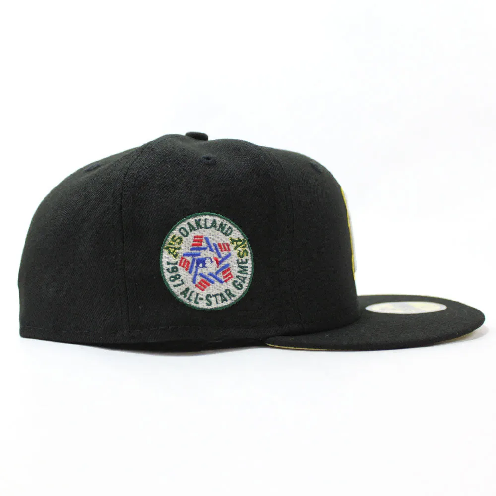 Oakland Athletics 1987 All Star Game New Era 59Fifty Fitted Hat (Glow in the Dark Black Soft Yellow Under Brim)
