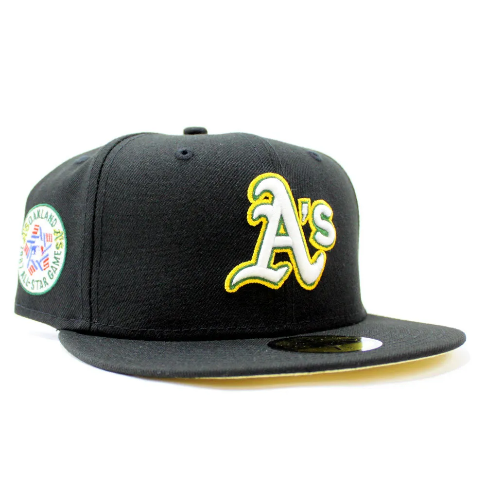 Oakland Athletics 1987 All Star Game New Era 59Fifty Fitted Hat (Glow in the Dark Black Soft Yellow Under Brim)