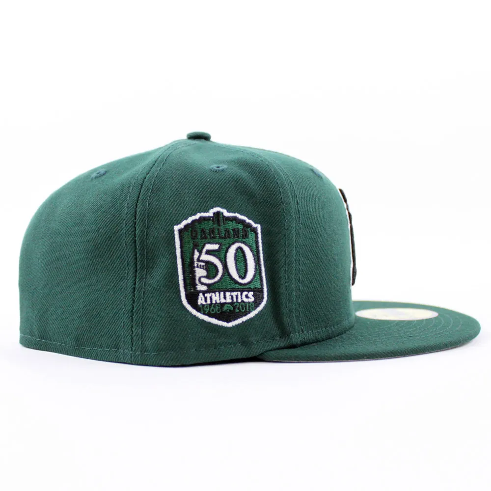 Oakland Athletics 50TH ANNIVERSARY New Era 59Fifty Fitted Hat (GITD Green Gray Under Brim)