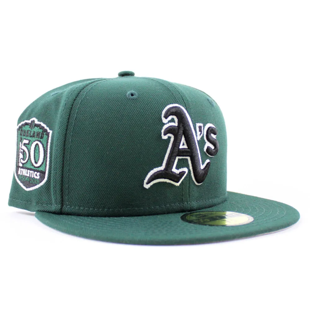 Oakland Athletics 50TH ANNIVERSARY New Era 59Fifty Fitted Hat (GITD Green Gray Under Brim)