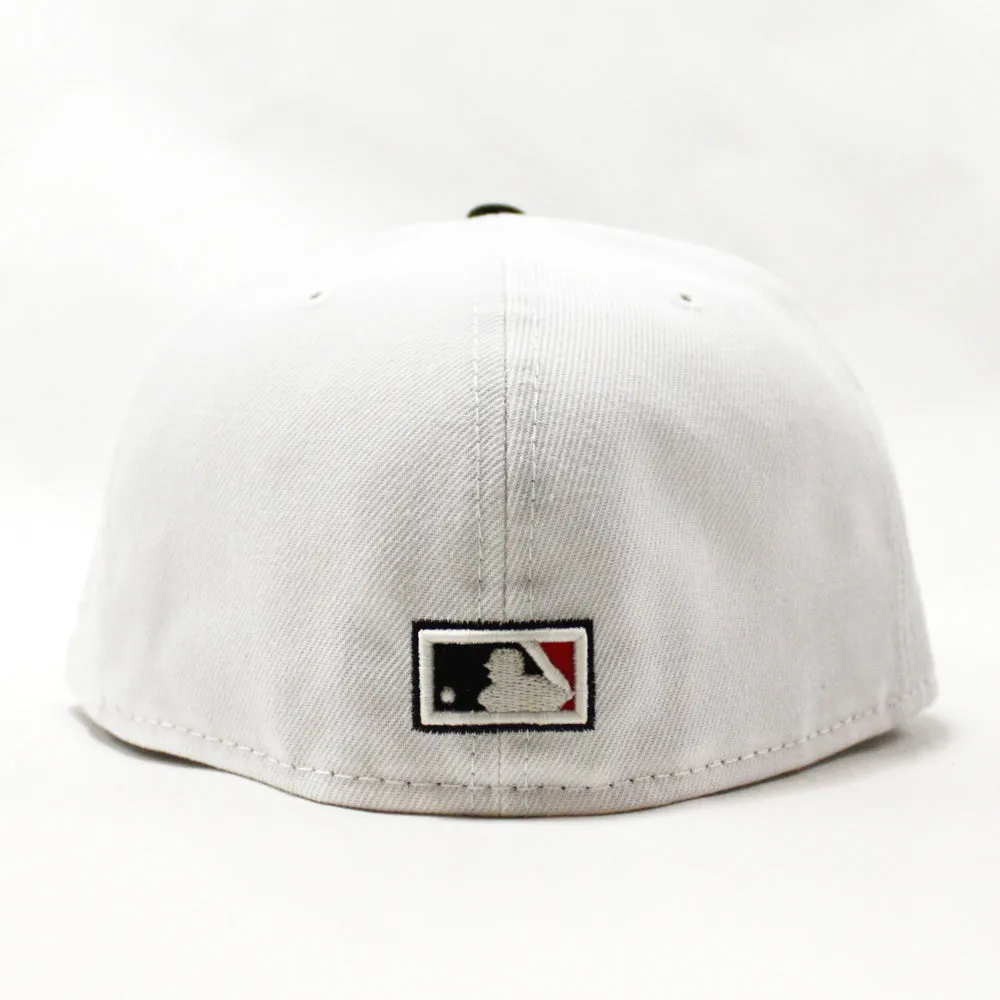 Oakland Athletics 50TH ANNIVERSARY New Era 59Fifty Fitted Hat (GITD White Black Visor Red Under Brim)