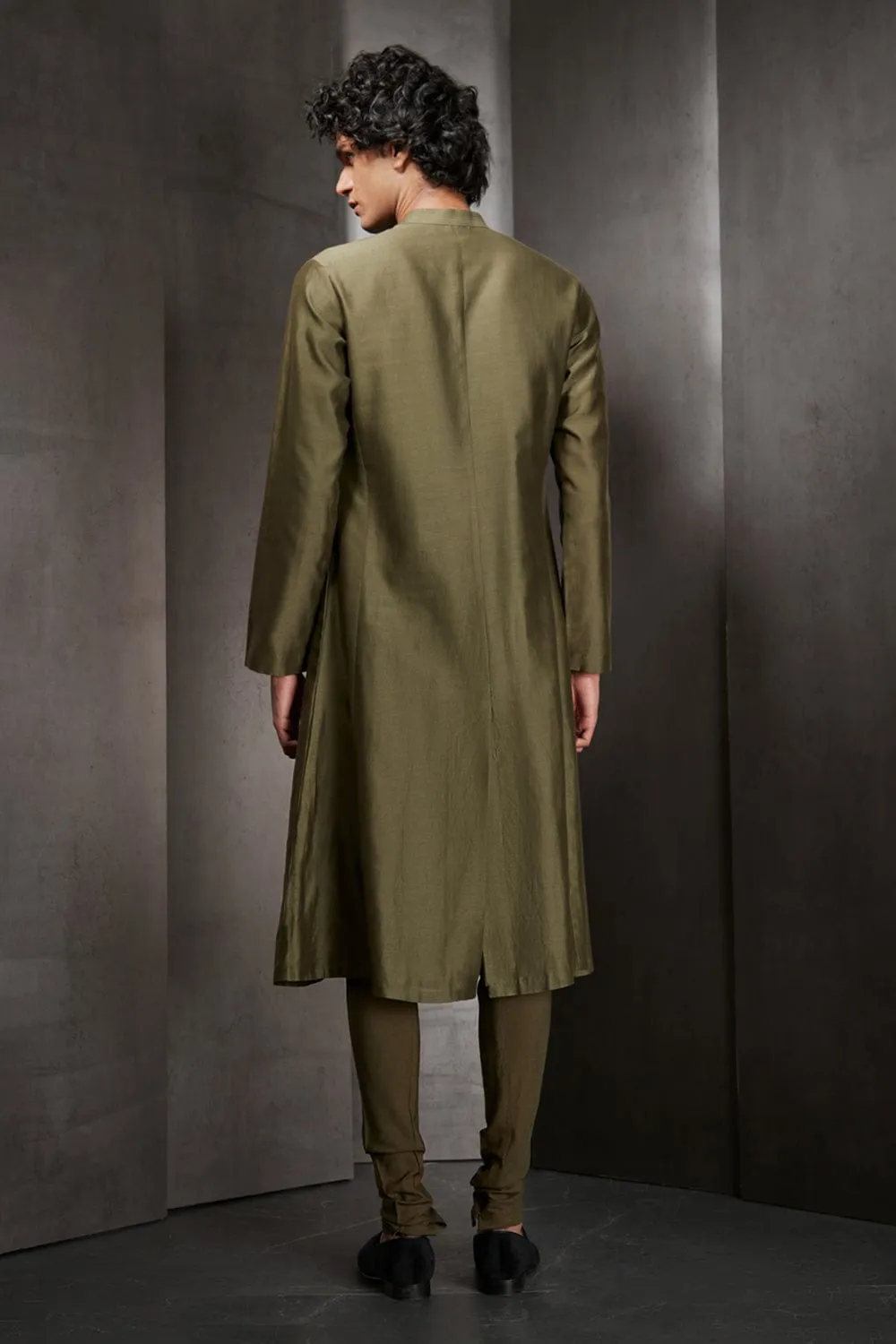 Olive Chanderi Kurta Set