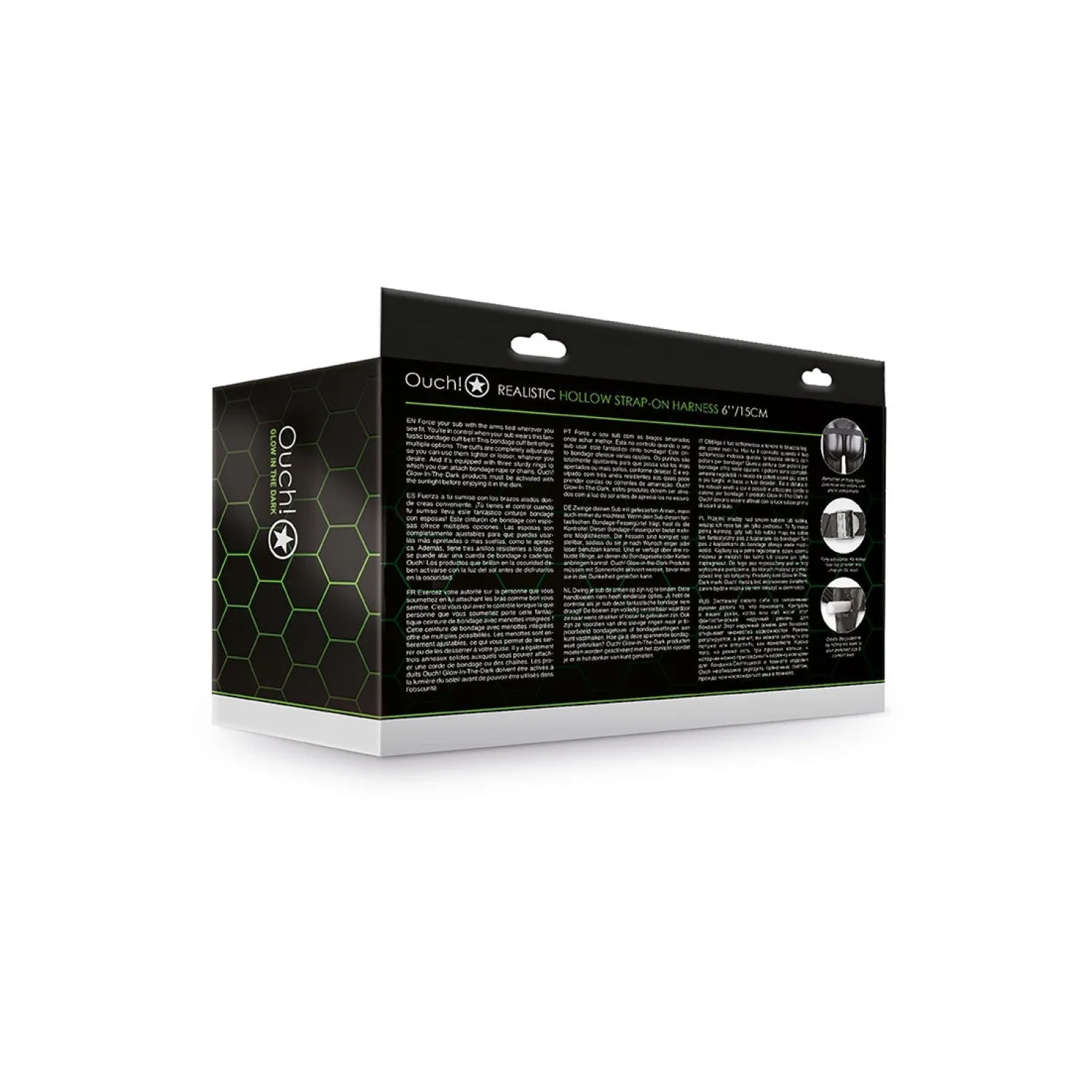Ouch! Glow in the Dark Realistisch Strap-On Harnas - 18 cm