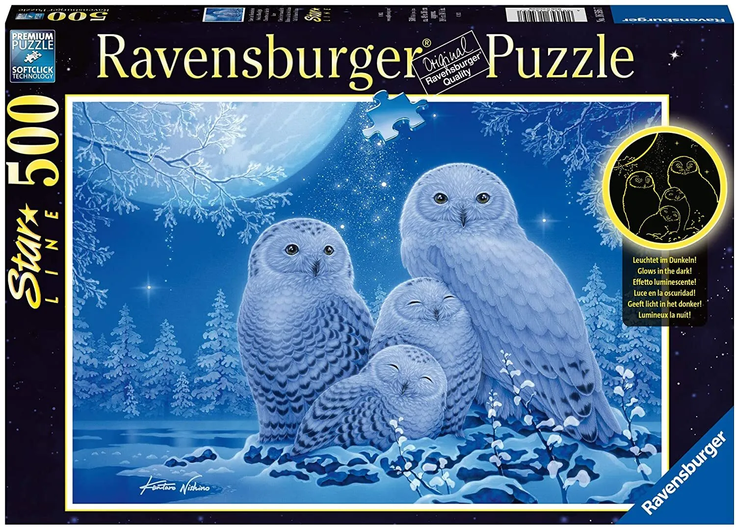 Owls in Moonlight | Star Line | Ravensburger | 500 Pieces | Jigsaw Puzzle | Glow In The Dark