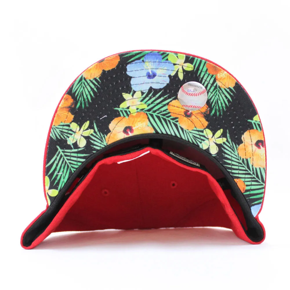 Palm Tree Los Angeles Dodgers 50TH Anniversary New Era 59Fifty Fitted Hat (Glow in the Dark Logo Red Floral Under Brim)