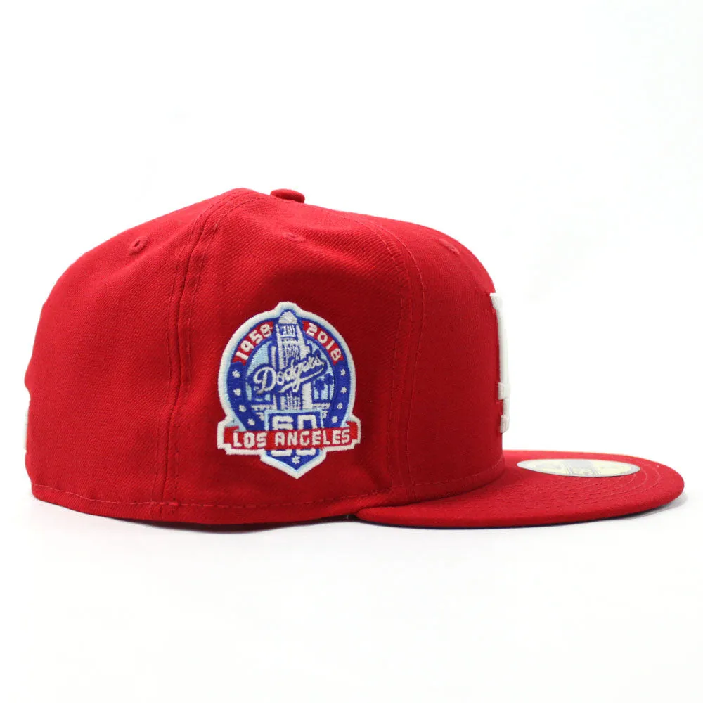 Palm Tree Los Angeles Dodgers 60th Anniversary New Era 59Fifty Fitted Hat (Glow in the Dark Red Sky Blue Under Brim)
