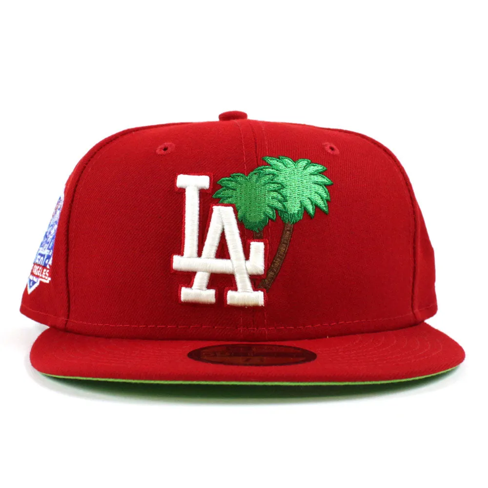 Palm Tree Los Angeles Dodgers 60th Anniversary New Era 59Fifty Fitted Hat (Red Glow in the Dark Green Under Brim)