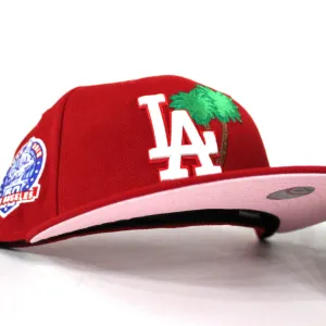 Palm Tree Los Angeles Dodgers 60th Anniversary New Era 59Fifty Fitted Hat (Red Glow in the Dark Pink Under Brim)
