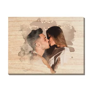 Personalized Couple Portrait Photo as Anniversary Gift, Custom Photo on Canvas, Engraved Photo on Canvas with Watercolor Style, Custom Wall Art 02