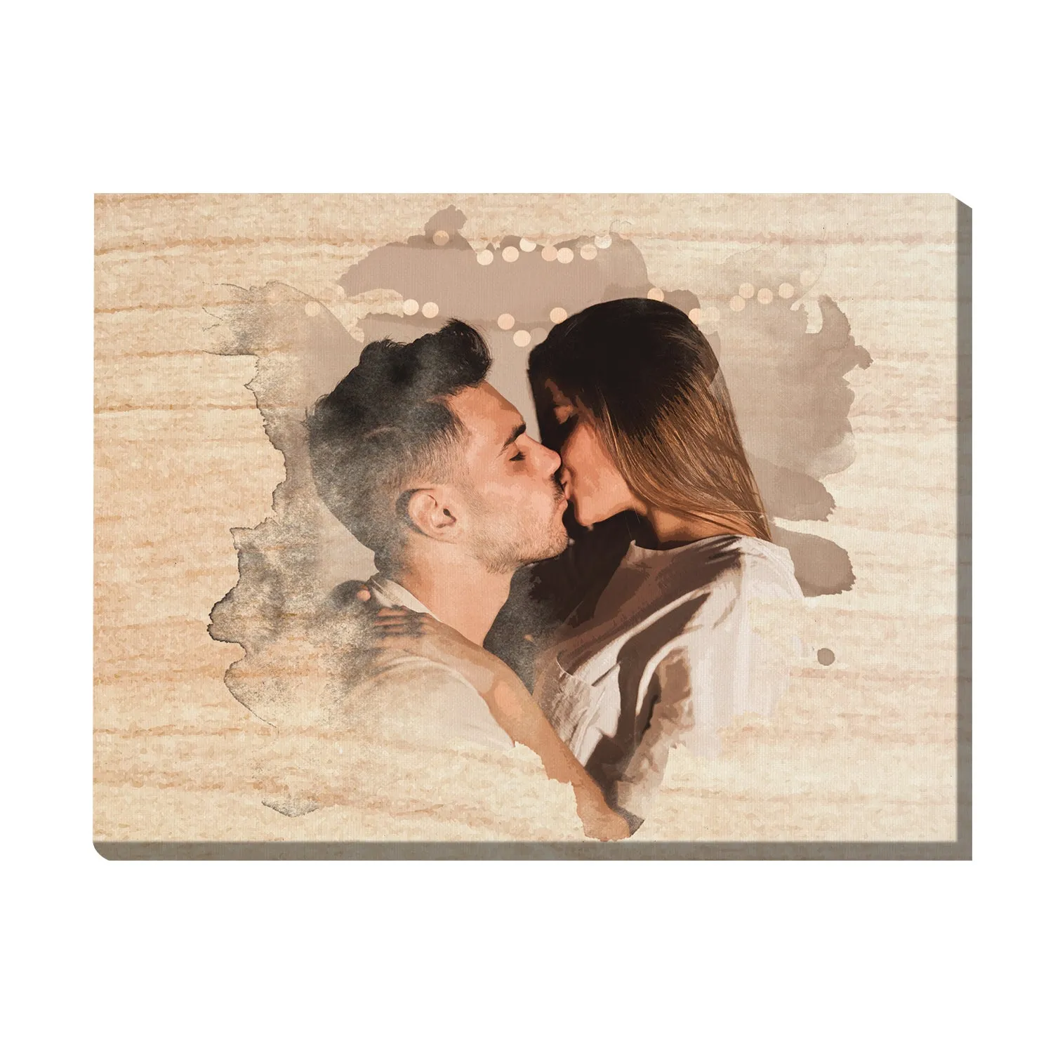Personalized Couple Portrait Photo as Anniversary Gift, Custom Photo on Canvas, Engraved Photo on Canvas with Watercolor Style, Custom Wall Art 02