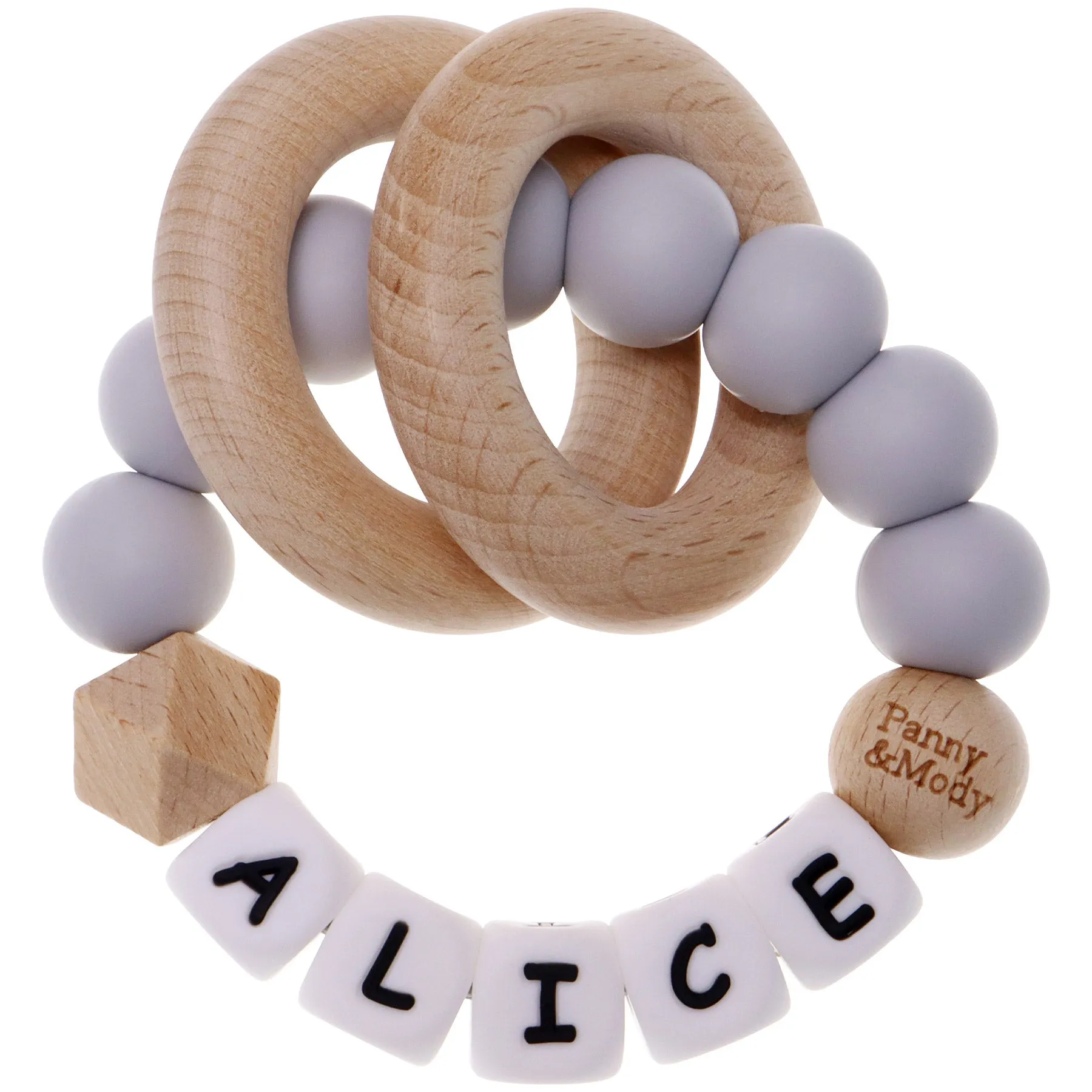 Personalized Teether Ring with Name (Solid Color)