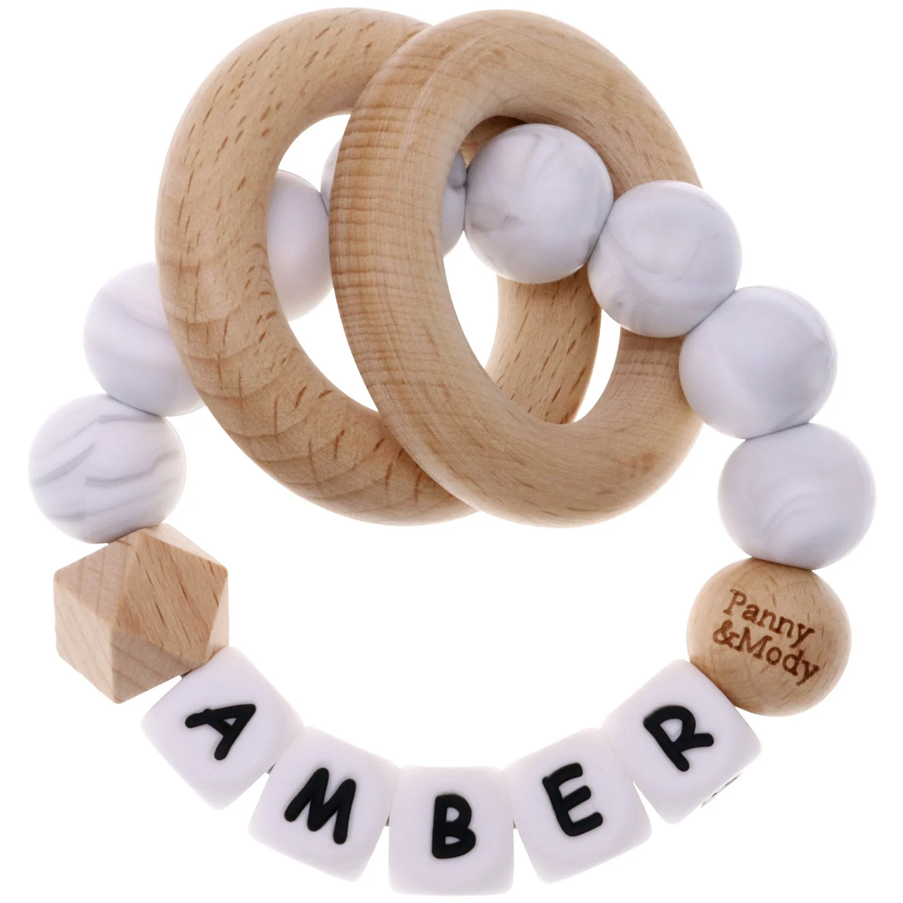Personalized Teether Ring with Name (Solid Color)