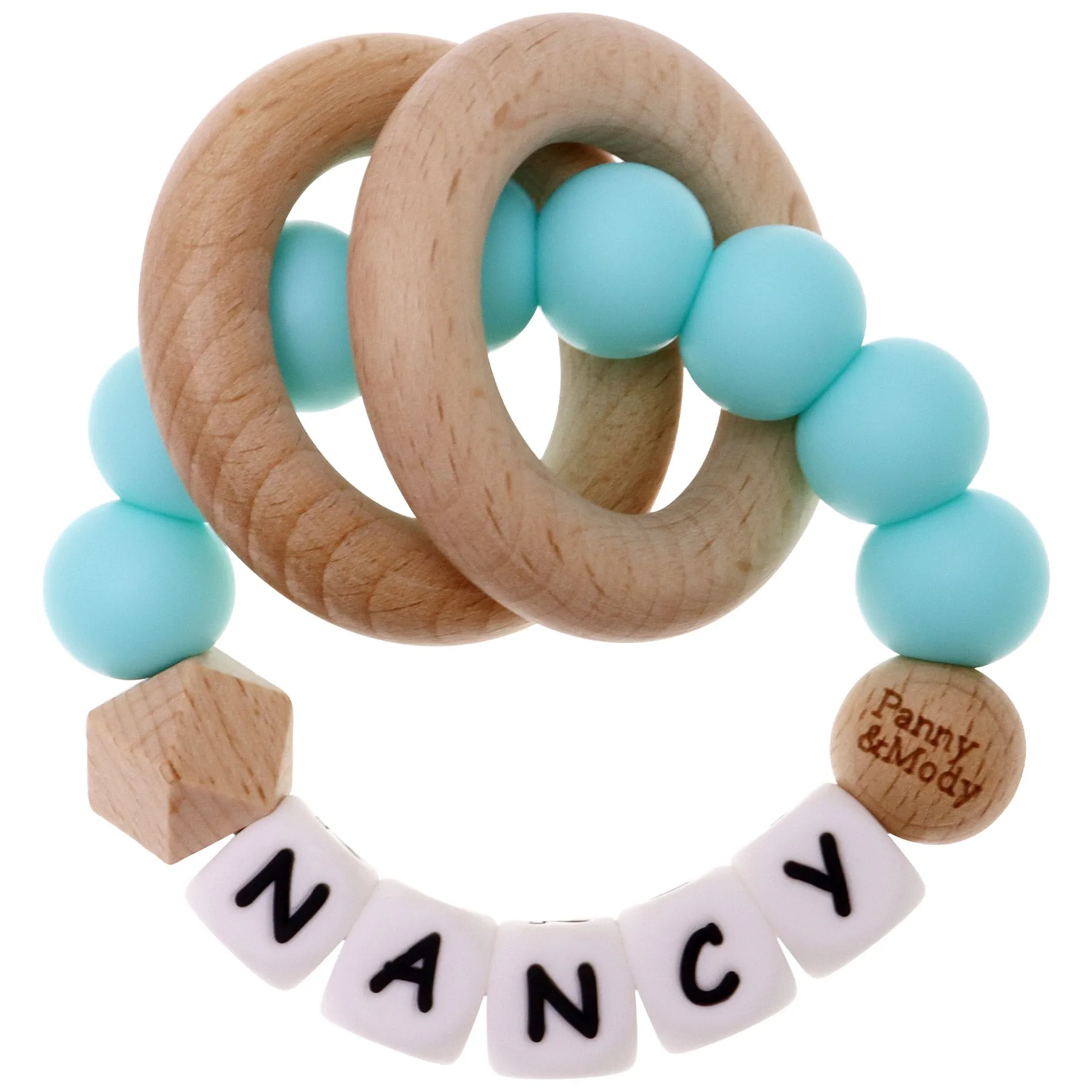 Personalized Teether Ring with Name (Solid Color)