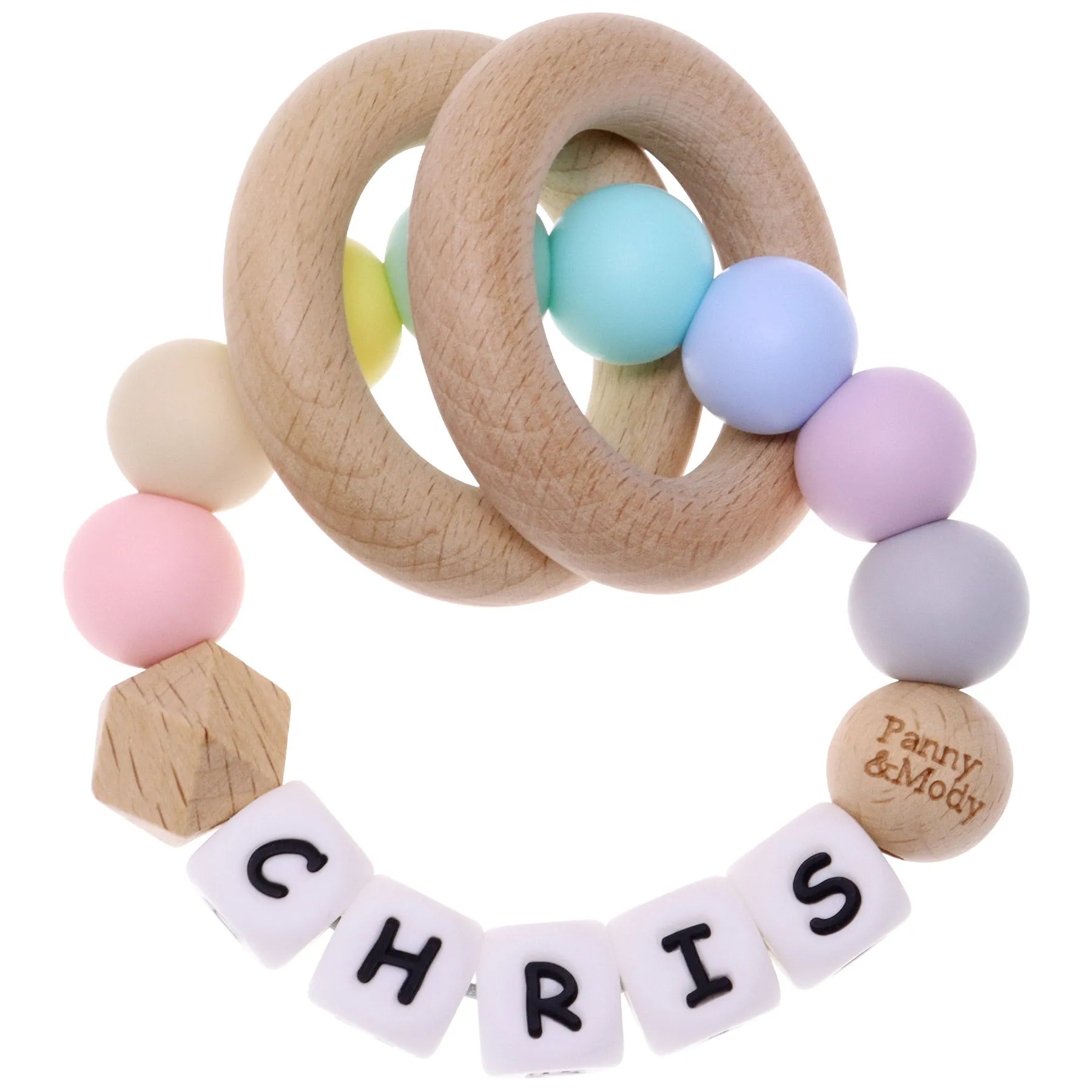 Personalized Teether Ring with Name (Solid Color)