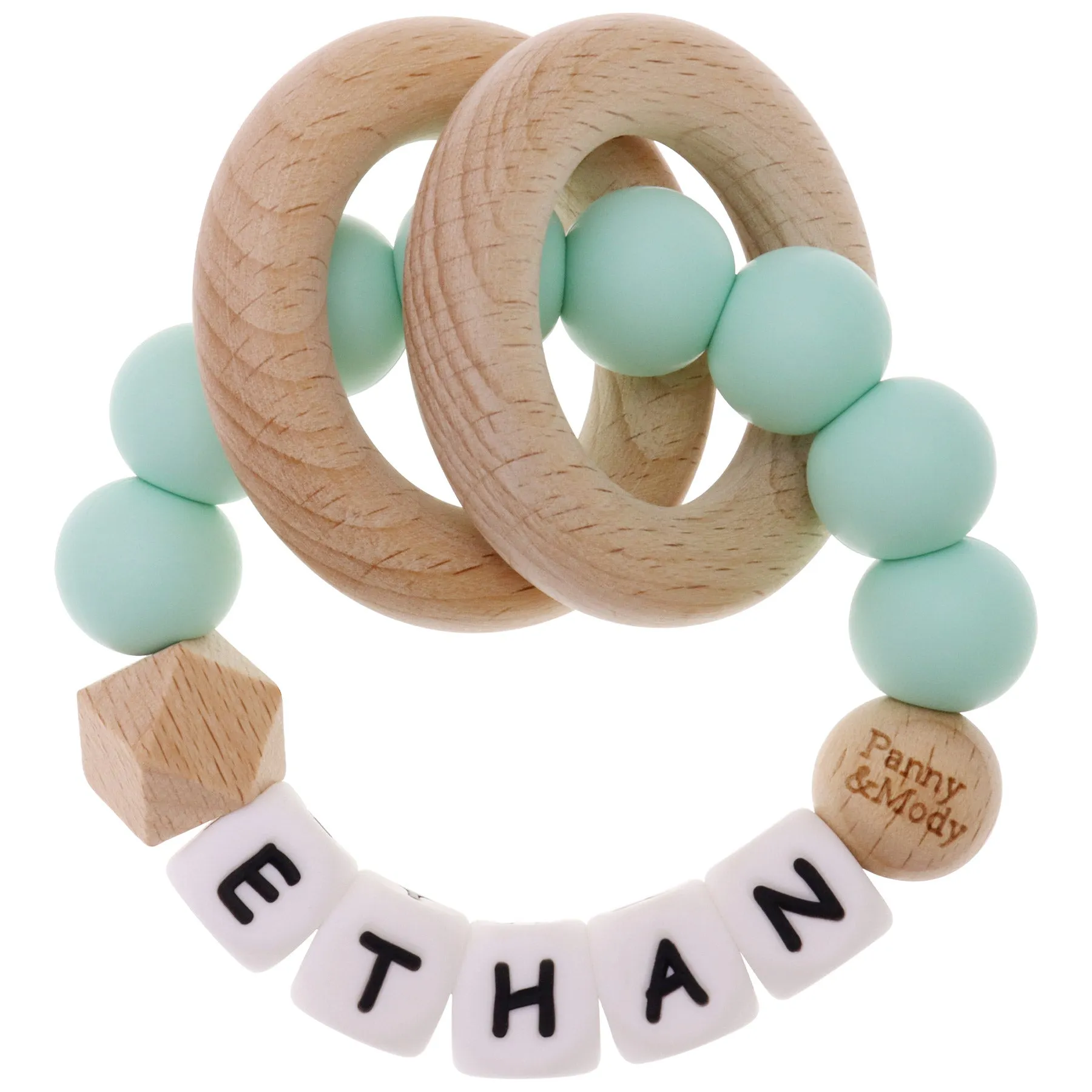 Personalized Teether Ring with Name (Solid Color)