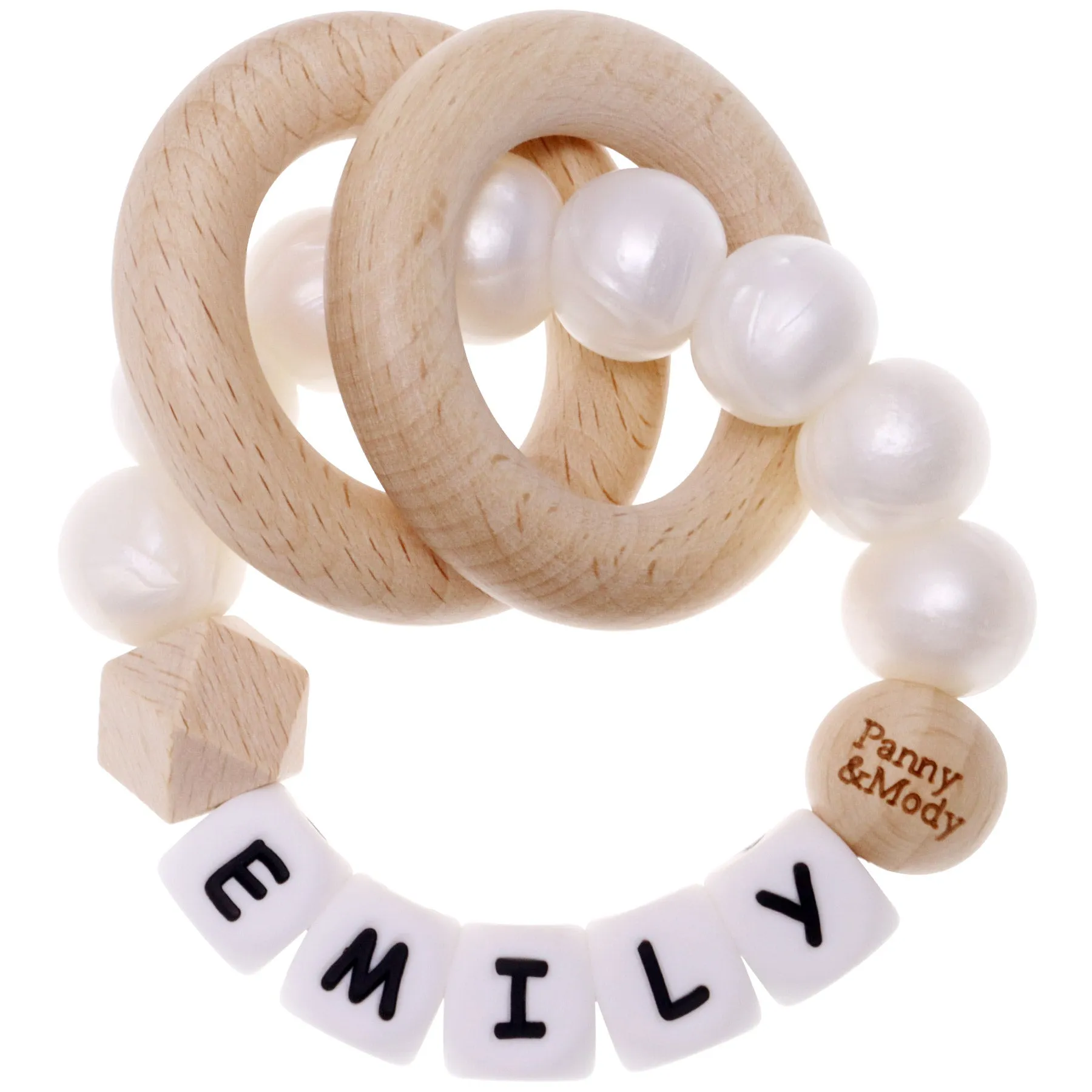 Personalized Teether Ring with Name (Solid Color)