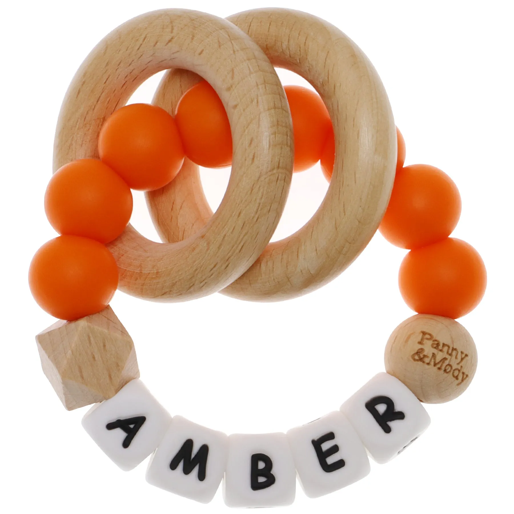 Personalized Teether Ring with Name (Solid Color)