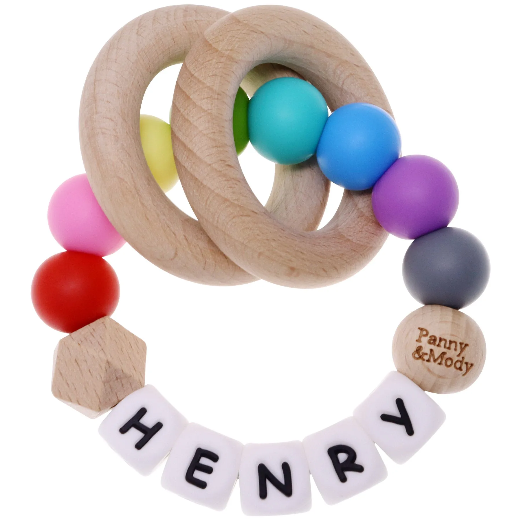 Personalized Teether Ring with Name (Solid Color)
