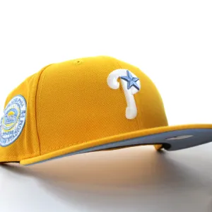 Philadelphia Phillies 1971-2003 VETERANS STADIUM 59Fifty New Era Fitted Hats (Yellow Sky Blue Under Brim)