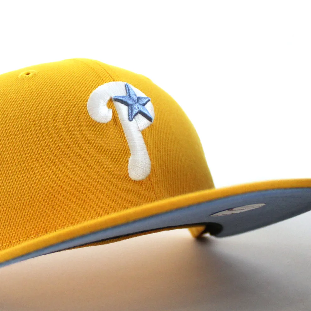 Philadelphia Phillies 1971-2003 VETERANS STADIUM 59Fifty New Era Fitted Hats (Yellow Sky Blue Under Brim)