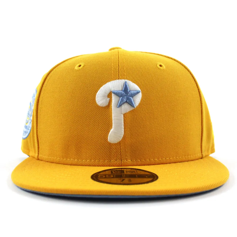 Philadelphia Phillies 1971-2003 VETERANS STADIUM 59Fifty New Era Fitted Hats (Yellow Sky Blue Under Brim)