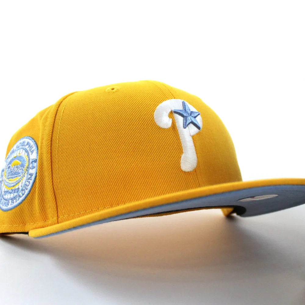 Philadelphia Phillies 1971-2003 VETERANS STADIUM 59Fifty New Era Fitted Hats (Yellow Sky Blue Under Brim)