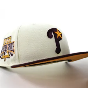 Philadelphia Phillies 1996 All Star Game 59Fifty New Era Fitted Hat (Chrome White Maroon Yellow Under Brim)