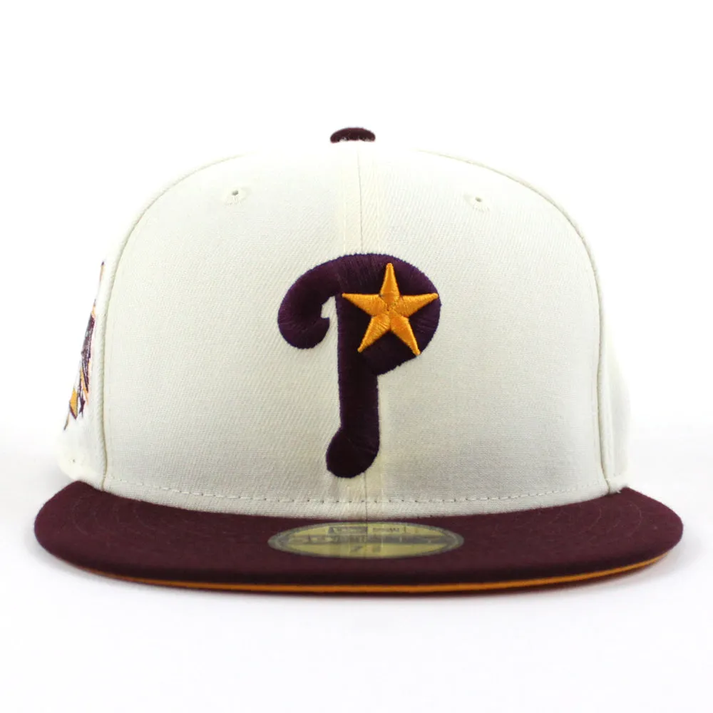 Philadelphia Phillies 1996 All Star Game 59Fifty New Era Fitted Hat (Chrome White Maroon Yellow Under Brim)