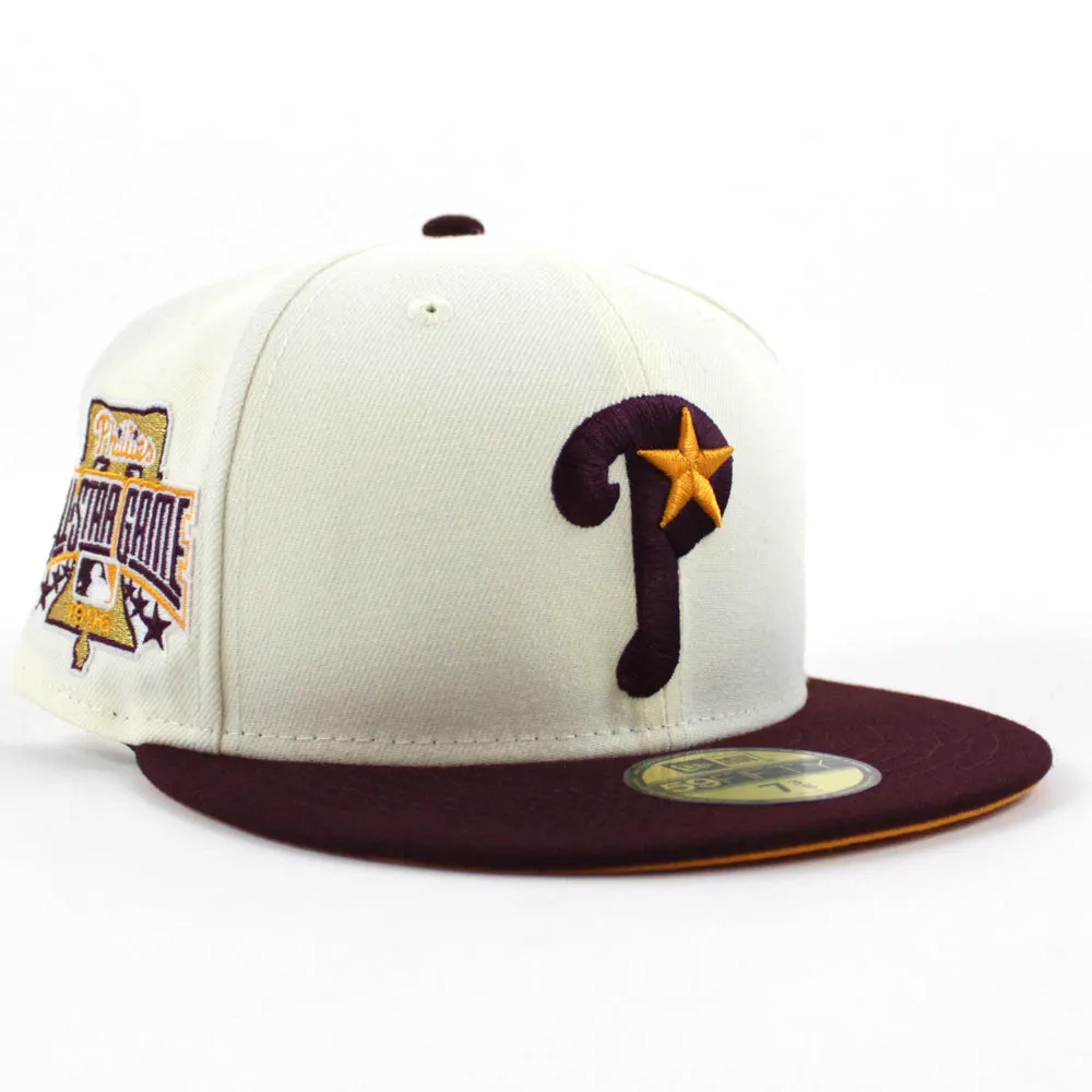 Philadelphia Phillies 1996 All Star Game 59Fifty New Era Fitted Hat (Chrome White Maroon Yellow Under Brim)